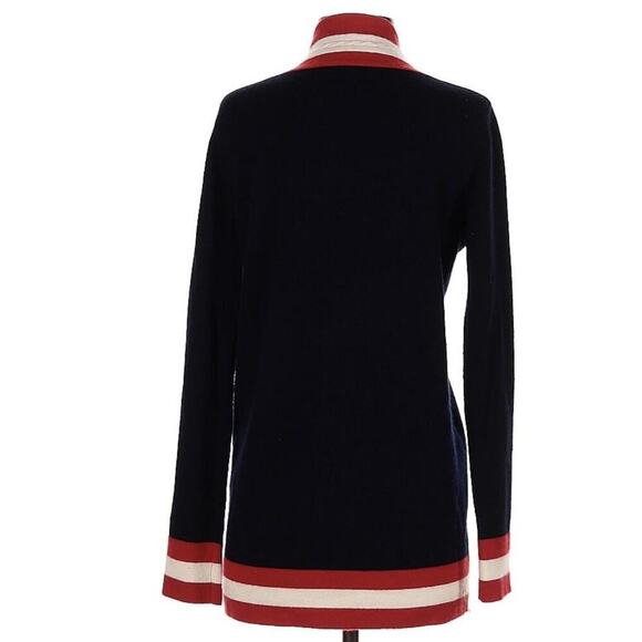 Madeline Thompson Cashmere Hip Cardigan Sweater Red White Stripe Preppy $545 Top - Picture 3 of 4